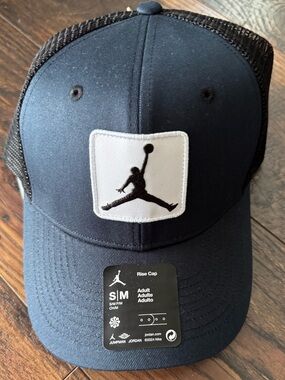 Jordan Hat Rise Cap Snapback S/M Navy Blue Nike Structured Trucker Adult Unisex